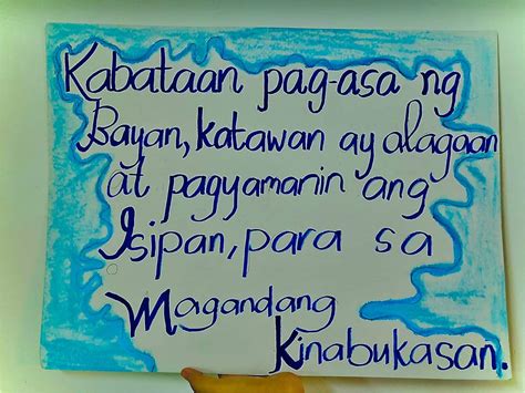 Mga halimbawa ng slogan para sa kabataan .